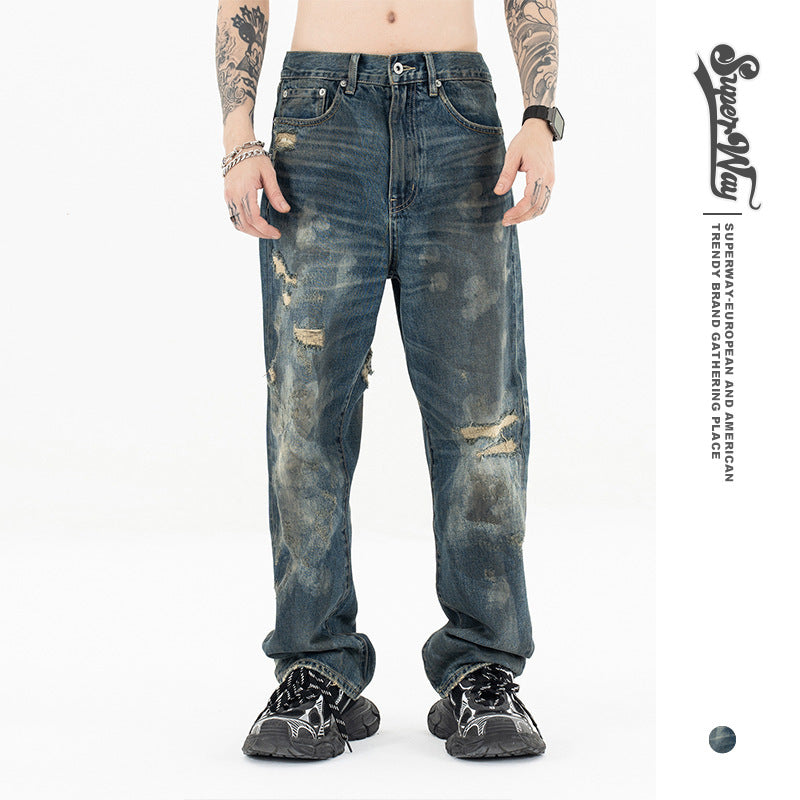Washed Japanese Casual Straight Jeans