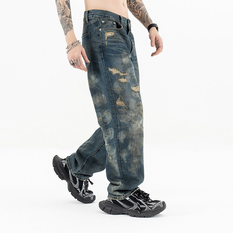 Washed Japanese Casual Straight Jeans