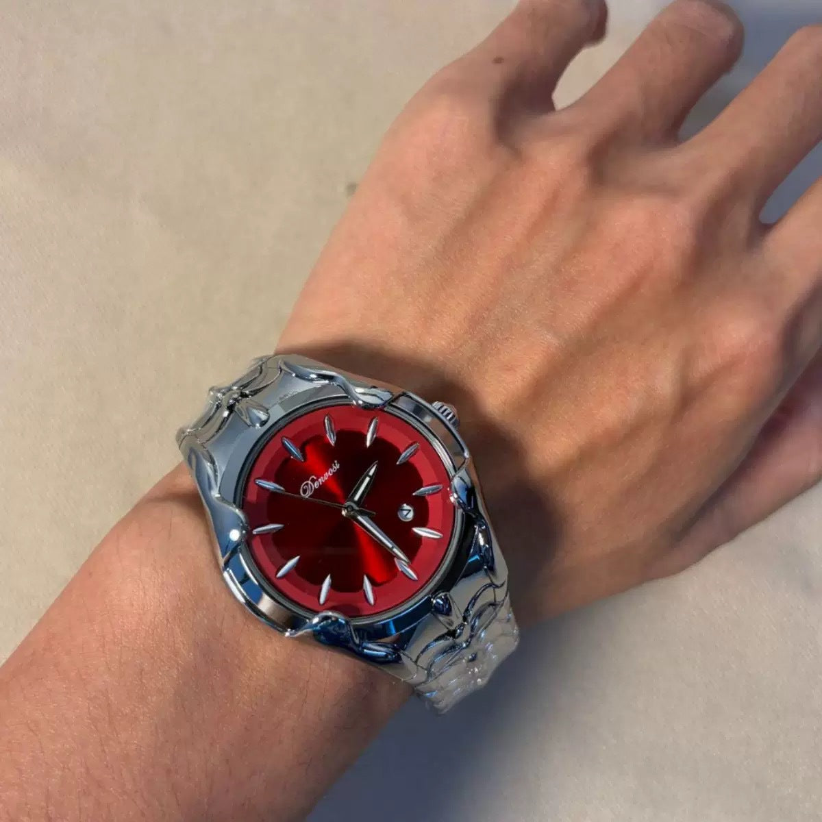 Men's Y2K Style Quartz Watch with Wormhole Dial